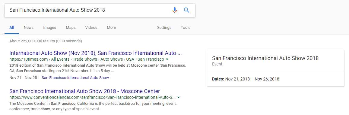 Understanding Google Rich Snippets 5 event markup