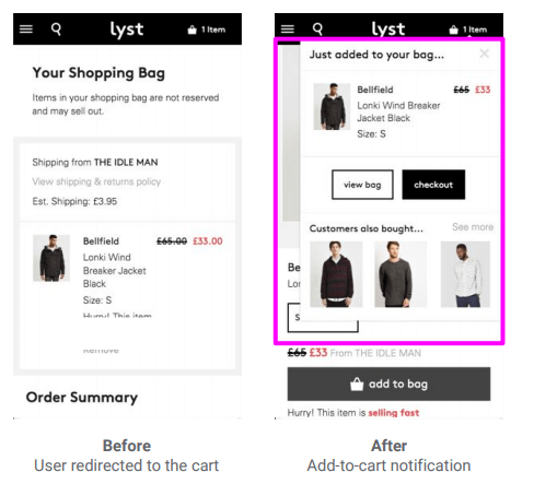7 Ecommerce User Experience Quick Wins (Making Your Visitors Happy) 6 lyst cart page