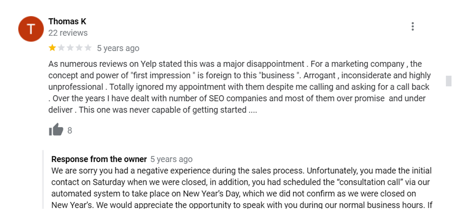 How to Choose an SEO Agency That Aligns with Your Goals 5 review response