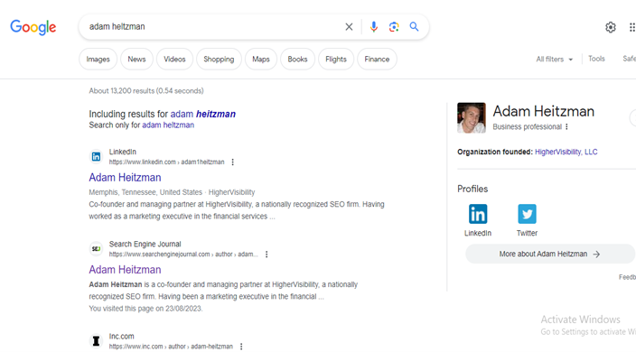 7 Qualities of a Great SEO Company 6 adam heitzman serps
