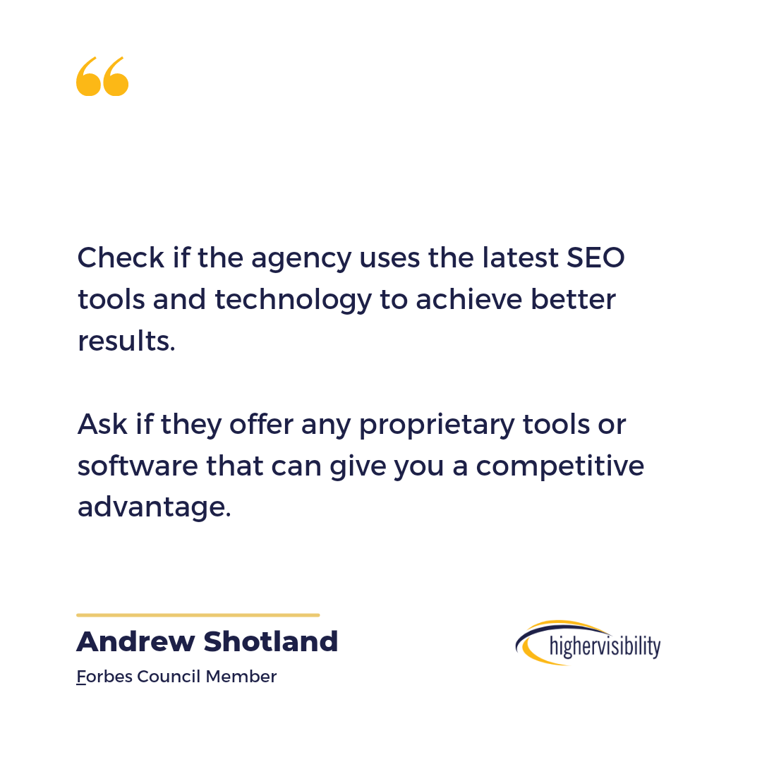 Words from Andrew Shotland from Forbes about how important their tech stack and SEO techniques are.