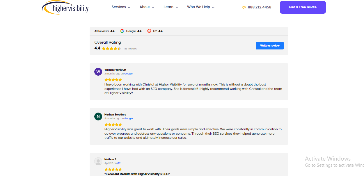 7 Qualities of a Great SEO Company 2 Client reviews for HigherVisibility.