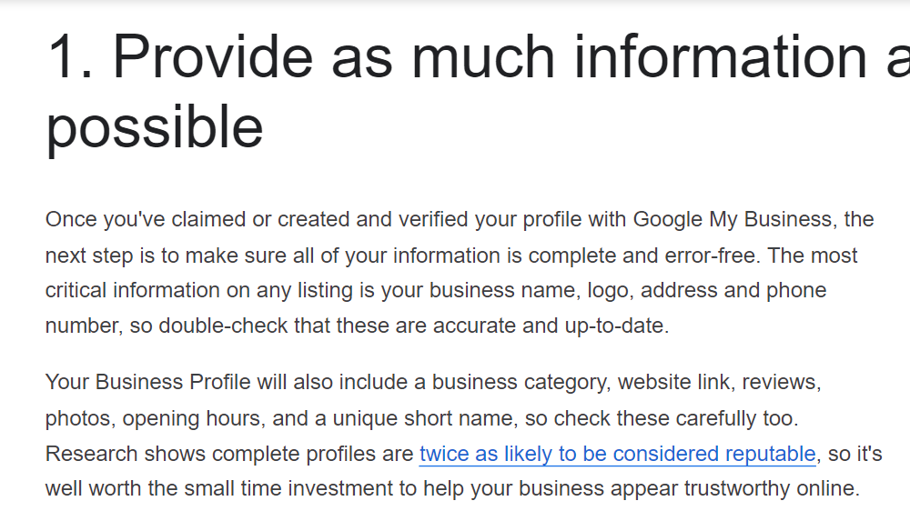 Local SEO Google search for how to optimize Google my business listing