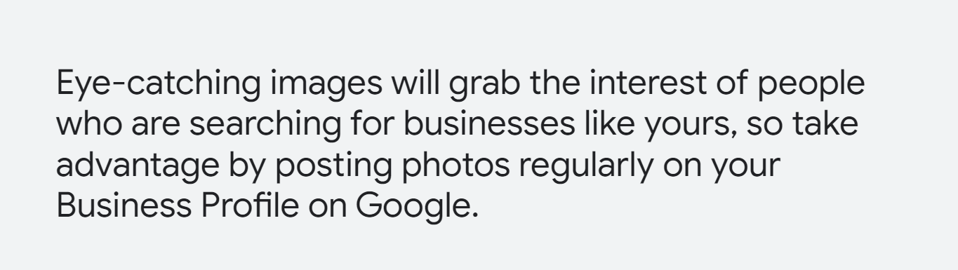 Google's advice for Google Business Profile listing