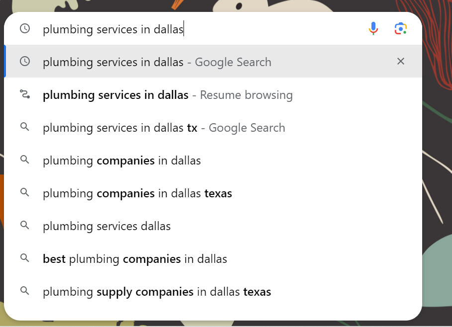 Local SEO tips Google search for plumbing services in dallas