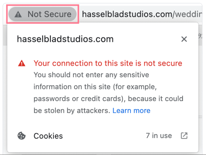 Website without HTTPS icon