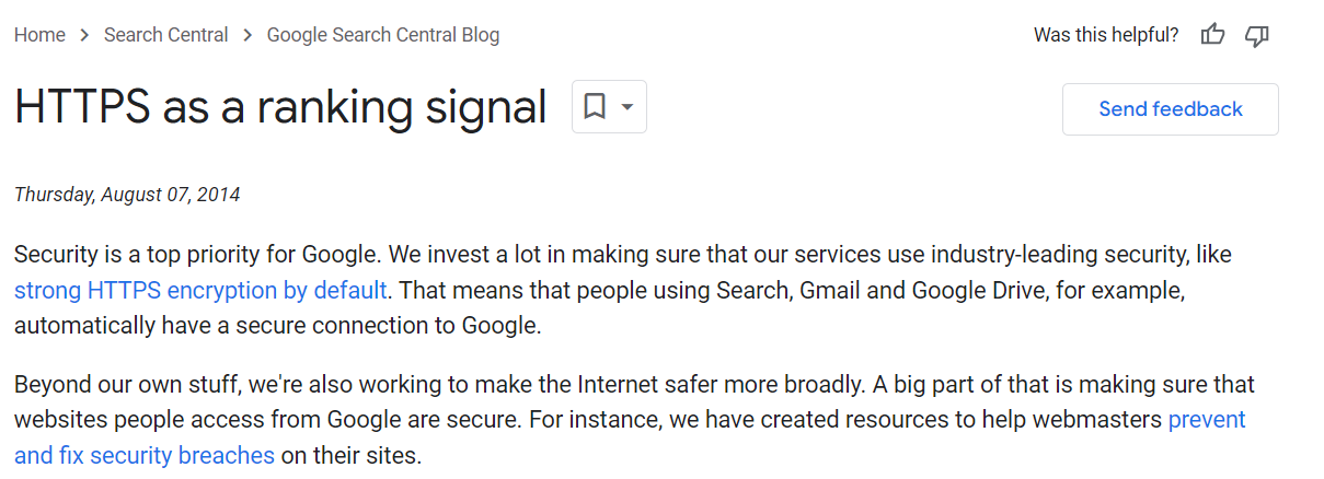 Google HTTPS ranking signal Google HTTPS ranking signal